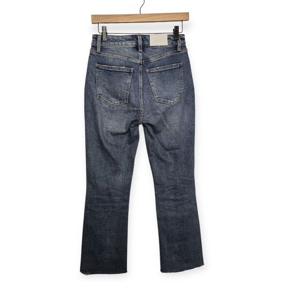 Pistola Lennon Size 25 High Rise Cropped Raw Hem Distressed Boot Cut Jeans Denim - Picture 2 of 5